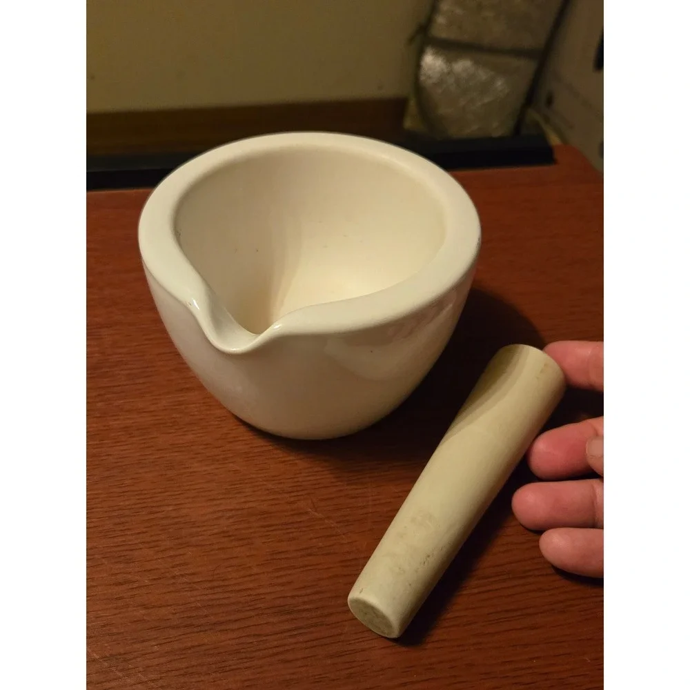 Vintage Coors USA 00‎ White Ceramic Mortar and Pestle Set Apothecary Kitchenware
